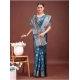 Women's Banarasi Silk Printed Saree With Unstitched Blouse 5.5Mtr (Teal Blue)