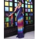 Women's Linen Printed Saree With Unstitched Blouse 5.5Mtr (Navy)