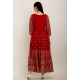 Women's Casual Rayon 3-4th Sleeves Anarkali Kurti (Red)