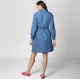 Women's Denim Solid Roll Up Sleeve Dress (Blue) Women's Denim Solid Roll Up Sleeve Dress (Blue)