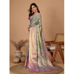 Women's Jacquard Saree With Unstitched Blouse 5.5Mtr (Multicolor)