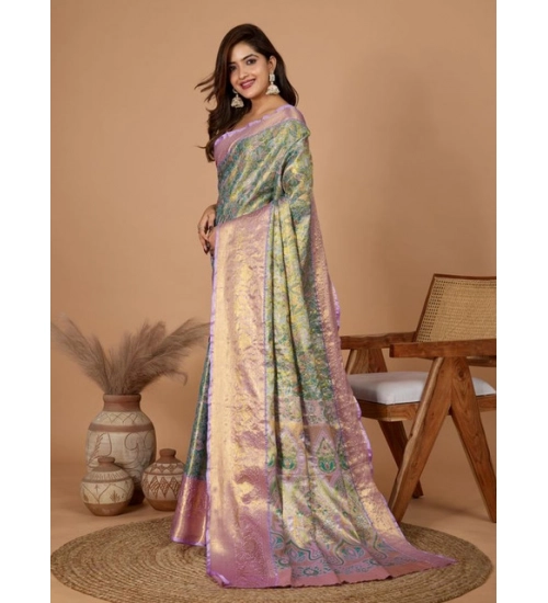 Women's Jacquard Saree With Unstitched Blouse 5.5Mtr (Multicolor)