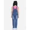 Girl's Denim Washed Buttoned Dungaree (Blue)