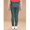 Girl's Cotton Lycra Floral Elasticated Jeggings (Bottle Green)