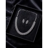 Women's Brass Silver Plated Necklace set (Silver)