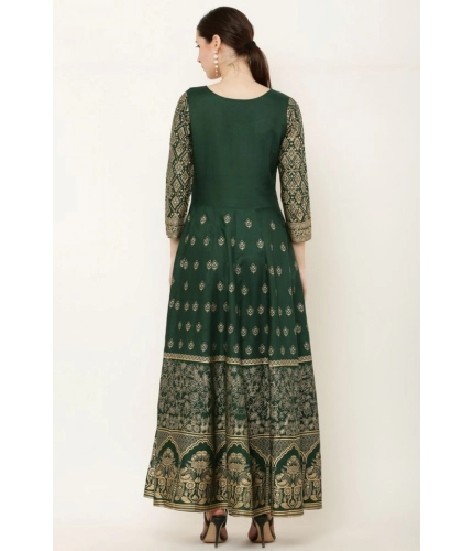 Women's Casual Rayon 3-4th Sleeves Anarkali Kurti (Green)