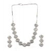 Women's Brass Silver Plated Necklace set (White)