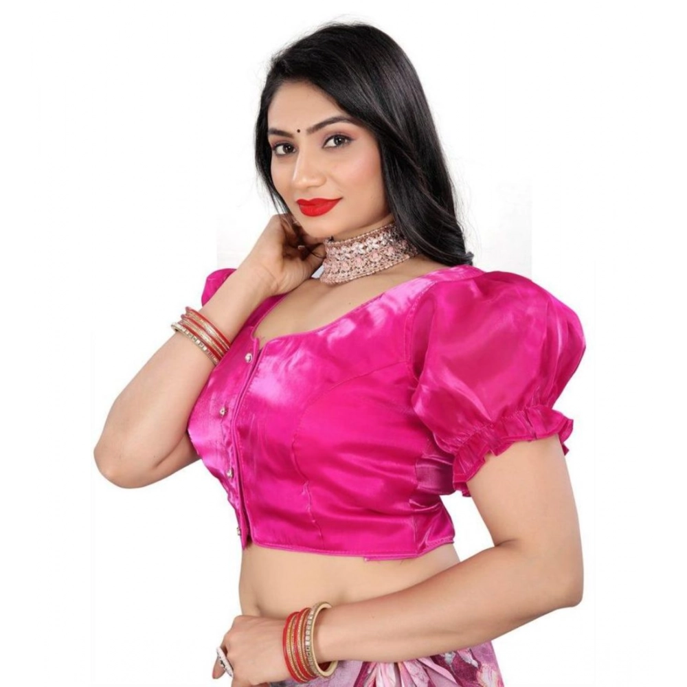 Women's Jimmy Solid Designer Neck Elastic Sleeve Readymade Blouse (Pink 38 , Alterable up to 42)-PID65832 Women's Jimmy Solid Designer Neck Elastic Sleeve Readymade Blouse (Pink 38 , Alterable up to 42)-PID65832