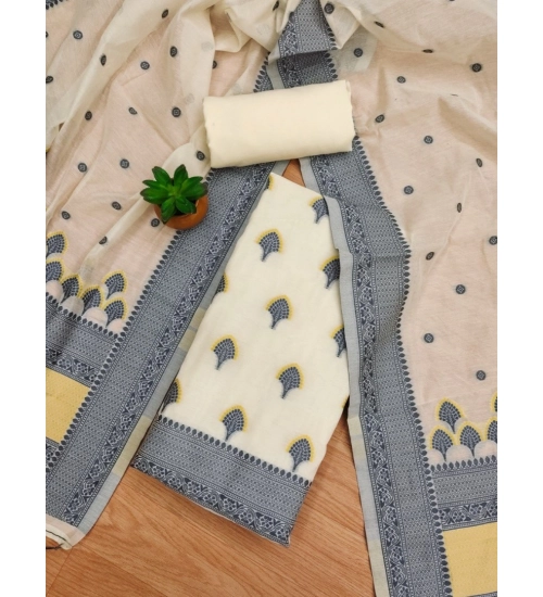 Women's Banarasi Silk Printed Unstitched Salwar Suit Material With Dupatta (Grey, 3Mtrs)