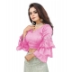 Women's Organza Solid V Neck Layered Ruffle Sleeve Readymade Blouse (Light_Pink Free Size , up to 38–40 Bust)-PID65846 Women's Organza Solid V Neck Layered Ruffle Sleeve Readymade Blouse (Light_Pink Free Size , up to 38–40 Bust)-PID65846