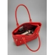 Women's PU Leather Solid Shoulder Zipper Handbag (Red)