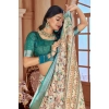 Dropship Women's Printed Cotton Linen Saree withPrinted  Saree With Unstitched Blouse (Green, 5-6Mtrs)