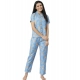Women's Cotton Blend Printed Short Sleeve Night Suit (Blue) Women's Cotton Blend Printed Short Sleeve Night Suit (Blue)