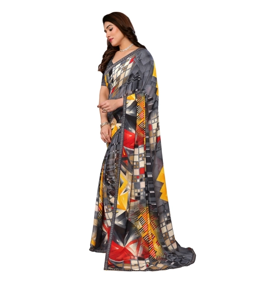 Women's Georgette Printed Saree With Unstitched Blouse 5.5Mtr (Multicolor)