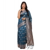 Women's Banarasi Silk Printed Saree With Unstitched Blouse 5.5Mtr (Teal Blue) Women's Banarasi Silk Printed Saree With Unstitched Blouse 5.5Mtr (Teal Blue)