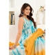 Women's Linen Cotton Printed Ready To Wear Saree With Unstitched Blouse 5.5 Mtr (Aqua_Blue)