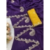 Dropship Women's Digital Printed  Georgette Saree With Unstitched Blouse (Purple, 5-6 Mtrs)