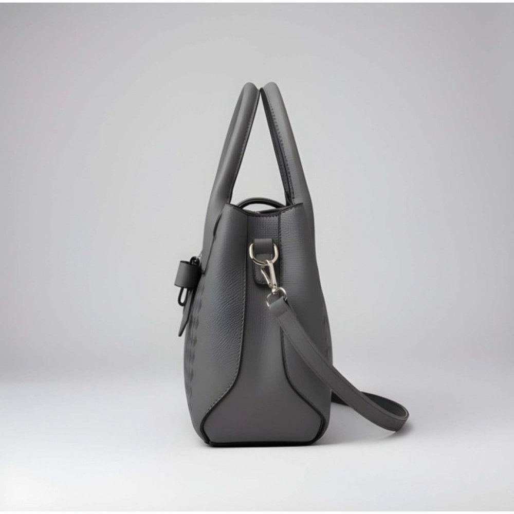 Women's PU Leather Solid Shoulder Zipper Handbag (Grey)