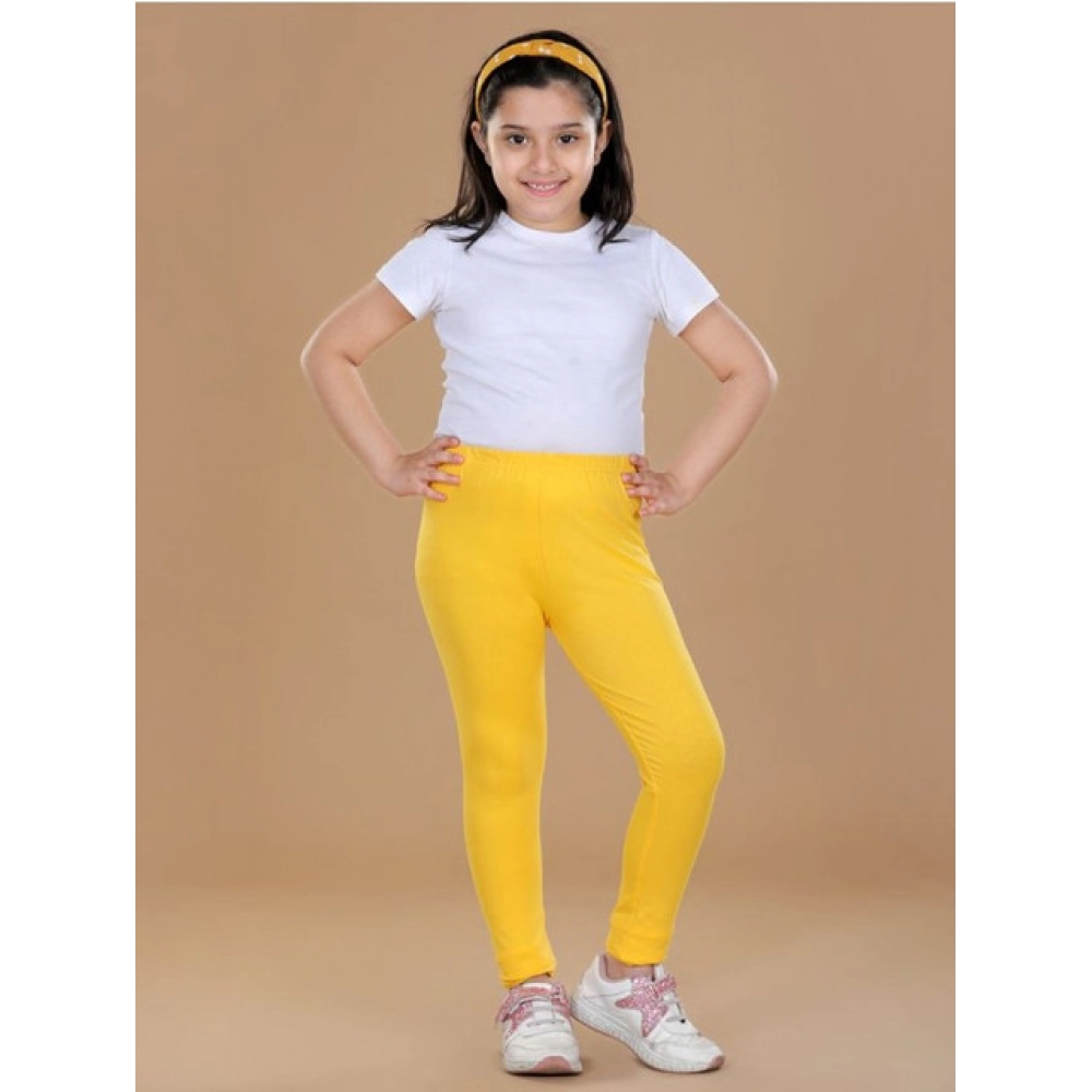 Girl's Cotton Lycra Solid Elasticated Leggings (Yellow) Girl's Cotton Lycra Solid Elasticated Leggings (Yellow)