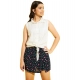 Girl's Polyester Lurex Printed Sleeveless Top Set (White-Navy) Girl's Polyester Lurex Printed Sleeveless Top Set (White-Navy)