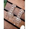 Women's Brass Silver Plated Drop Earrings (White)