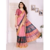 Women's Linen Cotton Printed Saree With Unstitched Blouse 5.5Mtr (Pink) Women's Linen Cotton Printed Saree With Unstitched Blouse 5.5Mtr (Pink)
