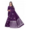 Women's Soft Lichi Silk Printed Saree With Unstitched Blouse 5.5Mtr (Purple) Women's Soft Lichi Silk Printed Saree With Unstitched Blouse 5.5Mtr (Purple)