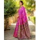 Women's Silk Blend Woven Paithani Saree With Unstitched Blouse 5.5Mtr (Pink)