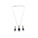 Women's Brass Silver Plated Pendant Set (Blue)