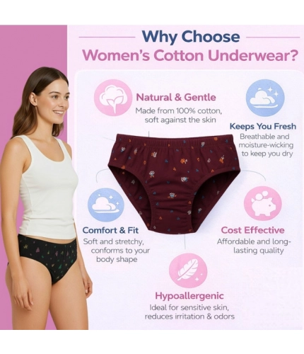 Pack of_3 Women's Cotton Printed Hipster Panty (Multicolor)