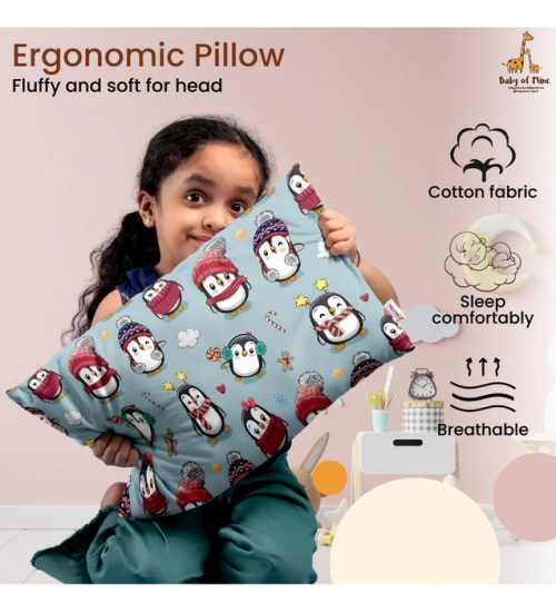Soft Plush Printed Baby Infant Pillow for Kids Age 1 To 5 Years (Grey)