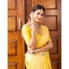 Women's Soft Lichi Silk Printed Saree With Unstitched Blouse 5.5Mtr (Yellow)