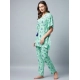 Women's Rayon Floral Kaftan Sleeve Night Suit (Green - Blue) Women's Rayon Floral Kaftan Sleeve Night Suit (Green - Blue)