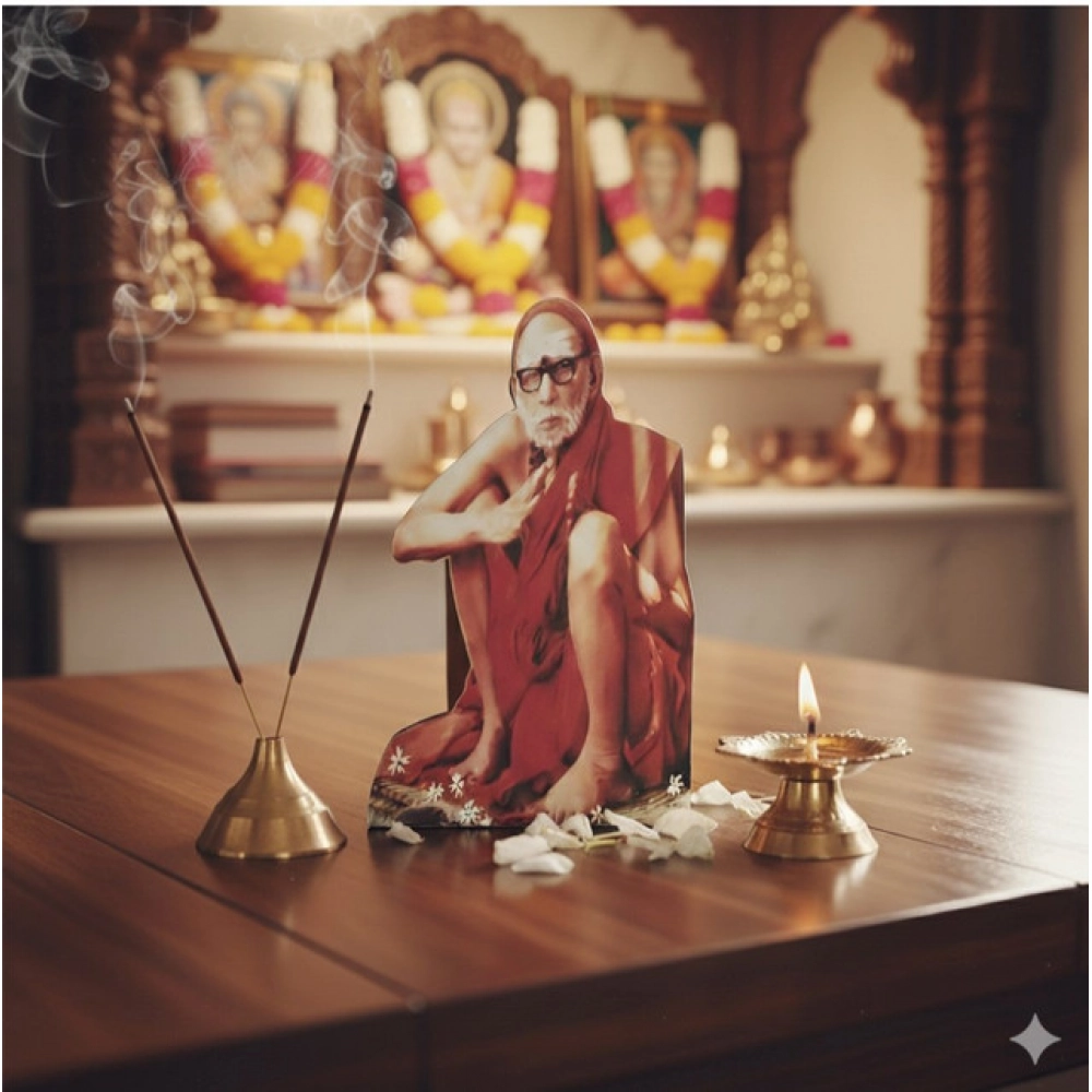 Wooden Kanchi Sri Sankaracharya Maha Periyava Table Top Devotional Player (Multicolor)