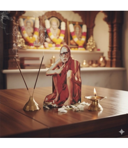 Wooden Kanchi Sri Sankaracharya Maha Periyava Table Top Devotional Player (Multicolor)