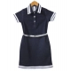 Girl's Denim Lycra Ribbed Elasticated Dress with Belt (Navy Blue-White) Girl's Denim Lycra Ribbed Elasticated Dress with Belt (Navy Blue-White)