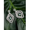 Women's Brass Silver Plated Drop Earrings (Turquoise)