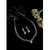 Women's Brass Silver Plated Necklace set (Pink)