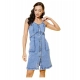Women's Denim Solid Sleeveless Dress (Blue) Women's Denim Solid Sleeveless Dress (Blue)