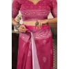 Women's Faux Linen Floral Print Ready to wear Saree With Unstitched Blouse 5.5Mtr (Pink) Women's Faux Linen Floral Print Ready to wear Saree With Unstitched Blouse 5.5Mtr (Pink)