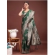 Women's Banarasi Silk Printed Saree With Unstitched Blouse 5.5Mtr (Dark Green)