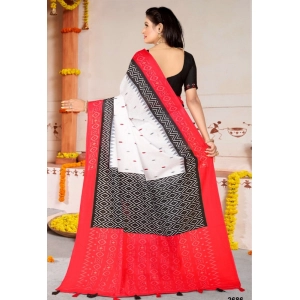 Generic Women's Soft Pure Cotton Printed Saree With Unstitched Blouse 5.5Mtr (White)
