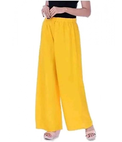 Women's Casual Rayon Solid Ankle Length Palazzo (Yellow , Free Size)