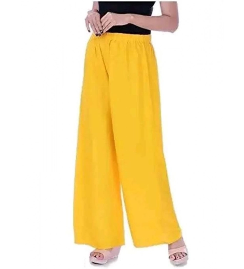 Women's Casual Rayon Solid Ankle Length Palazzo (Yellow , Free Size)