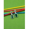 Women's Brass Silver Plated Drop Earrings (Green)