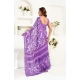 Women's Faux Linen Floral Print Ready to wear Saree With Unstitched Blouse 5.5Mtr (Purple)
