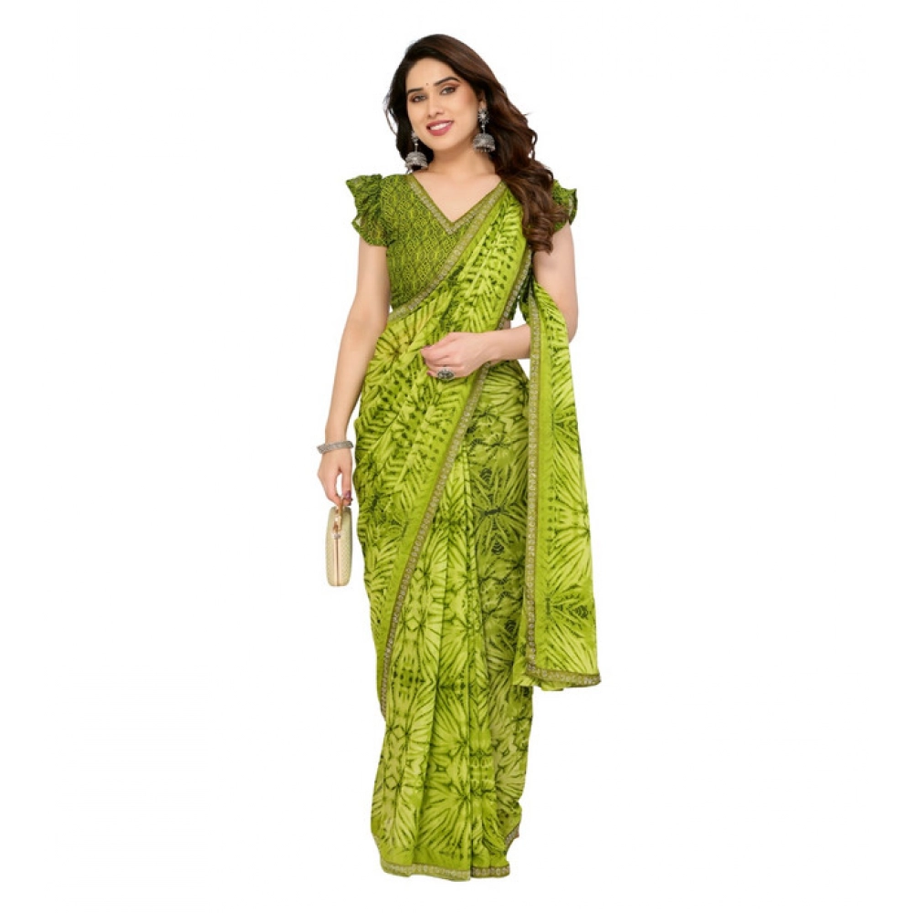 Women's Georgette Printed Saree With Unstitched Blouse 5.5Mtr (Mehendi Green) Women's Georgette Printed Saree With Unstitched Blouse 5.5Mtr (Mehendi Green)