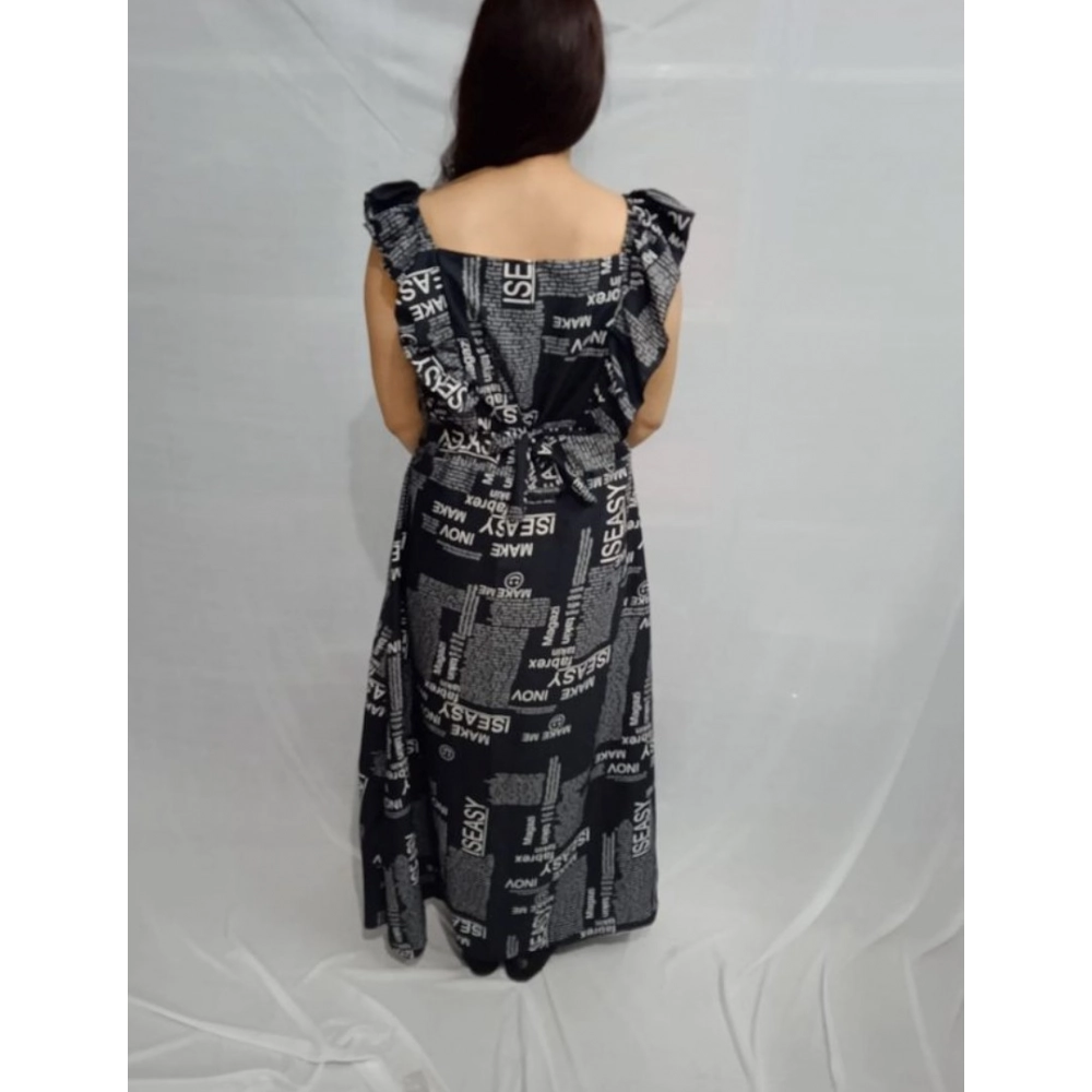 Women's Casual Crepe Sleeveless Dress (Black)