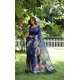 Women's Faux_Tussar Floral Saree With Unstitched Blouse 5.5Mtr (Navy_Blue) Women's Faux_Tussar Floral Saree With Unstitched Blouse 5.5Mtr (Navy_Blue)