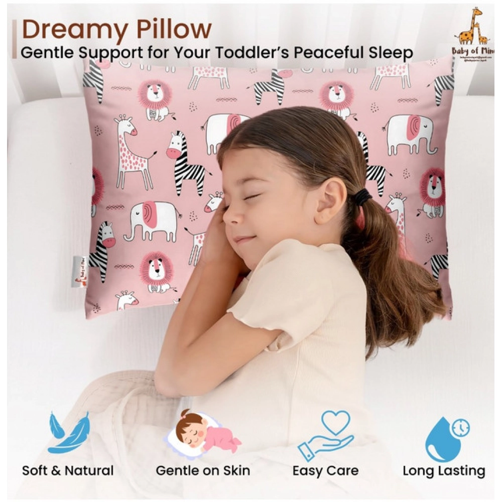 Soft Plush Printed Baby Infant Pillow for Kids Age 1 To 5 Years (Pink)
